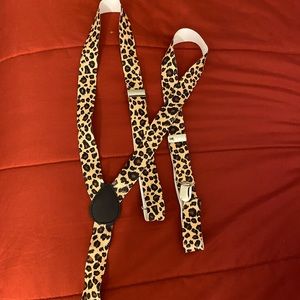 Cheetah print suspenders , leopard print